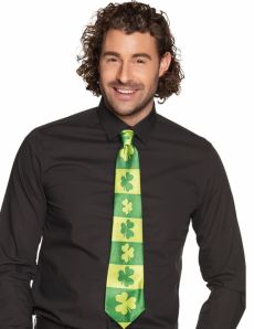 Cravate rayée trèfles adulte Saint Patrick accessoire