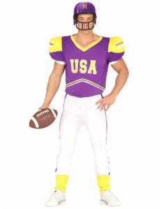 Déguisement footballeur américain violet et blanc adulte costume