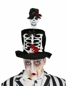 Chapeau haut de forme marié squelette adulte Halloween accessoire