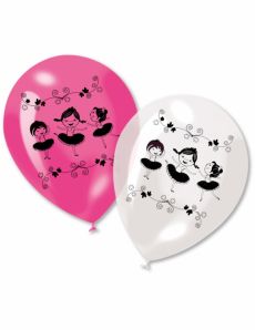 6 Ballons en latex ballerines roses et blancs 30 cm accessoire