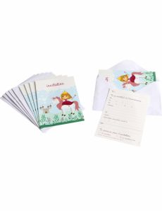 6 Cartons d'invitation avec enveloppes princesse 10 x 15 cm accessoire