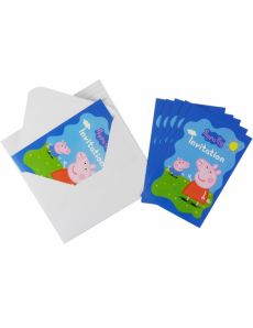 6 Cartons d'invitation avec enveloppes Peppa Pig 10 x 15 cm accessoire