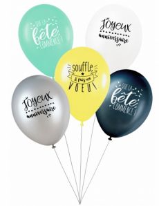 5 Ballons latex Souffle & Fais un voeu27 cm accessoire