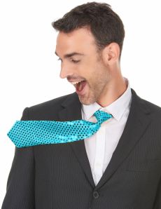 Cravate turquoise avec sequins adulte accessoire