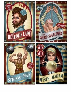 4 Affiches de Cirque Vintage 38 cm accessoire