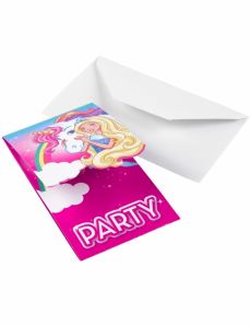 8 Cartons d'invitations Barbie Dreamtopia accessoire