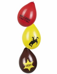 6 Ballons Western Wild West 25 cm accessoire