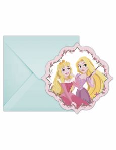 6 Cartes d'invitation avec enveloppes Disney Princesses accessoire