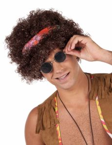 Perruque afro hippie brune - 130 g accessoire