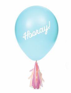 8 Ballons en latex avec tassels iridescentes et stickers 20,3 cm accessoire