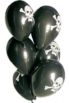 6 Ballons Pirate Noirs accessoire