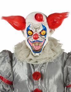 Masque latex clown rouge blanc et bleu adulte accessoire