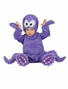 Déguisement combinaison avec capuche poulpe violet bébé costume