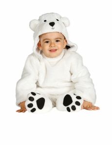 Déguisement combinaison avec capuche ours blanc bébé costume