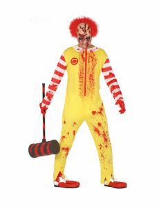 Déguisement clown zombie rouge et jaune adulte costume