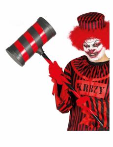 Marteau clown tueur rouge et noir adulte 79 cm accessoire