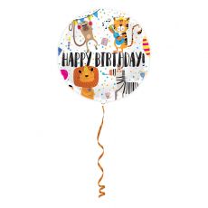 Ballon aluminium happy birthday animaux 45cm accessoire