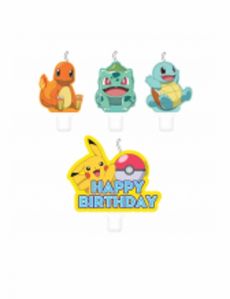 4 Bougies anniversaire Pokémon accessoire