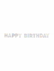 Guirlande en carton happy birthday iridescente 2,20 m accessoire