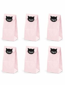 6 Sacs cadeaux en papier chaton roses 8 x 18 x 6 cm accessoire
