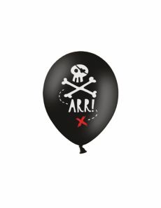 6 Ballons en latex fête de pirate noirs 30 cm accessoire