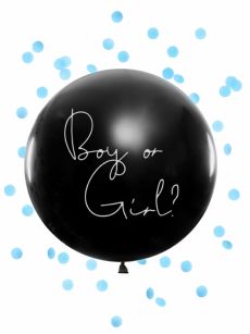 Ballon géant en latex boy or girl confettis bleus 1 m accessoire