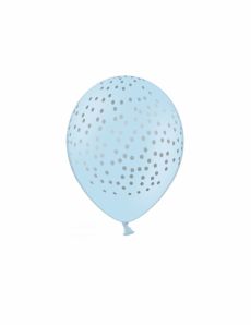 6 Ballons en latex bleu ciel pois argentés 30 cm accessoire