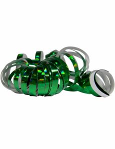 2 Rouleaux de serpentins holographiques verts 4 m accessoire