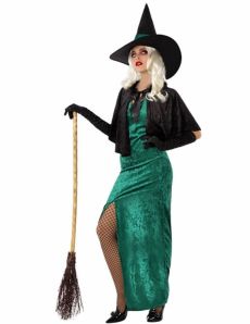 Déguisement sorcière de l'ouest verte femme costume