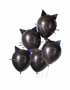 5 Ballons en latex chats noirs 30 cm accessoire