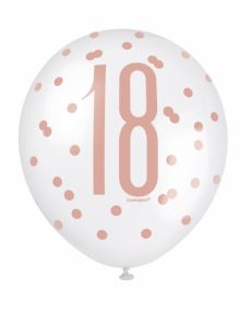 6 Ballons en latex 18 à pois blancs et roses 30 cm accessoire