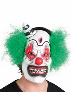 Masque latex clown terrifiant avec cheveux accessoire