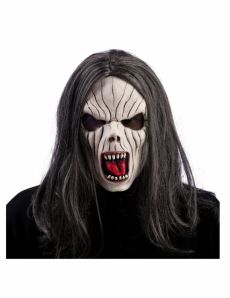 Masque vampire en latex avec cheveux adulte accessoire