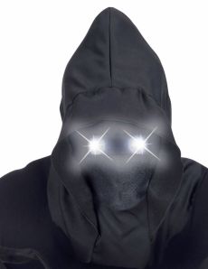 Masque intégral à capuche visage invisible et yeux lumineux blanc adulte accessoire