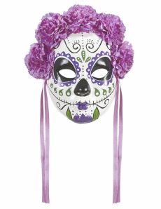 Masque Dia de los muertos violettes et rubans adulte accessoire