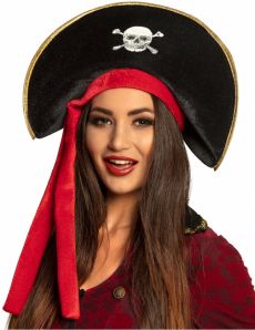 Chapeau pirate avec bande rouge adulte accessoire