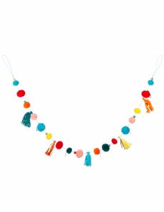 Guirlande de pompons multicolores 125 cm accessoire