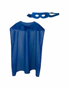 Kit cape et masque de super héros bleu adulte accessoire