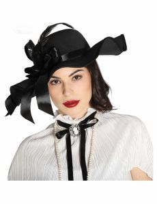 Chapeau noir avec plumes femme accessoire