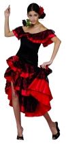 Déguisement danseuse de flamenco femme rouge et noir