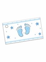 10 Étiquettes en papier pieds bleus 9 x 2,5 cm