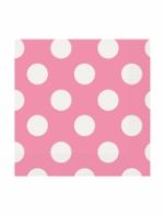 16 Petites serviettes en papier roses à pois blancs 25,4 x 25,4 cm