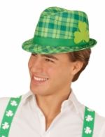 Chapeau tartan vert avec trèfle Saint Patrick adulte