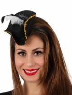 Serre-tête mini chapeau pirate noir