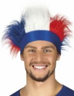 Bandeau avec cheveux tricolore France adulte