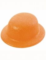 Chapeau melon pailletté orange adulte