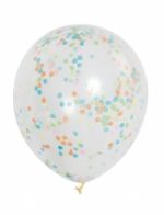 6 Ballons en latex transparents avec confettis colorés 30 cm