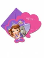 6 Cartes d'invitation avec enveloppes Princesse Sofia