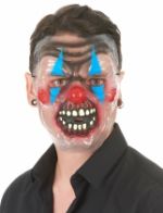 Masque transparent clown effrayant bicolore adulte