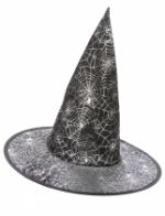 Chapeau de sorcière noir avec toile d'araignée blanche adulte